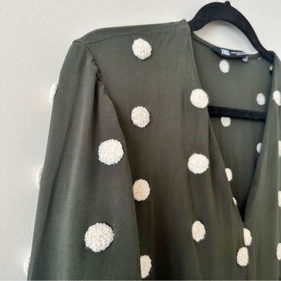 Zara Long Sleeve Polka Dot Appliqué Mini Dress (Size: Medium) - Picture 6 of 10